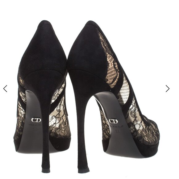 Dior Black Lace Peep-Toe Heels - Picture 13 of 14